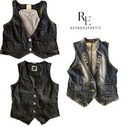 Y2k Unique Denim Wastcoat Re-3243