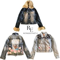 Y2k Cutesy Vibe Girl Denim Jacket Re-3244