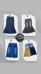 Y2K Flare Denim Maxi Skirts