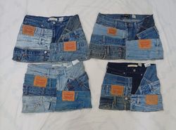 CR8473 UPCYCLED MINI DENIM LEVI'S BELTED SKIRTS