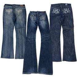 Women’s Y2K Embellished Miss Me Style Bootcut Flar..