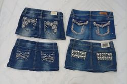 CR8475 UPCYCLED Y2K MINI DENIM SKIRTS