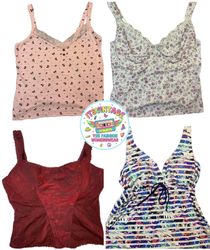 Y2K Lace & Printed Cami Top Bundle – 9pcs Bow, Flo..