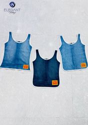 UPCYCLED Denim Tank Tops With Pipping - EVR0587