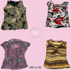 Blouse poly à boutons floraux rétro (GRF-5-152)