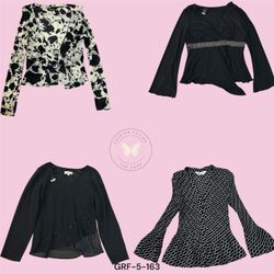 Y2K Style Printed Long Sleeve Black Top (GRF-5-163..