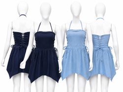 CR1624 UPCYCLED HALTER MINI DRESS