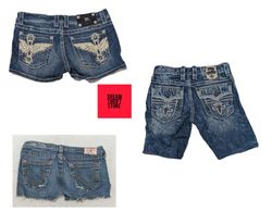 Miss Me True Religion Rock Revival Shorts