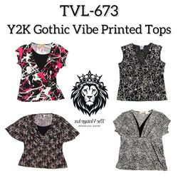 Y2K Gothic Vibe Printed Tops (TVL-673)
