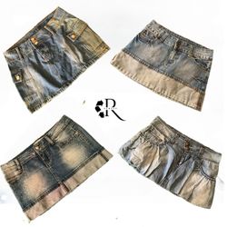 Y2K Edgy Girl Unique Denim Mini Skirt 1986