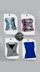Y2K Patterned Poly Blouses