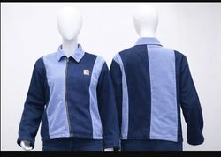 CR1626 UPCYCLED TWO TONE DENIM ZIP JACKET