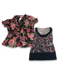 (FV-1463)     Vintage Floral & Animal Print Tops B..