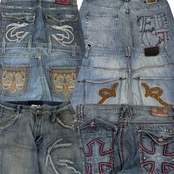 Y2K Hip Hop Baggy Jeans (W-4)