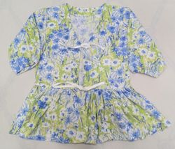 CR1633  UPCYCLED TIE FRONT BABYDOLL TOP