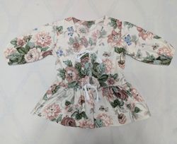 CR1634 UPCYCLED TIE FRONT BABYDOLL TOP