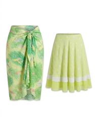 (FV-1455)     Vintage Green Floral Skirts Bundle |..