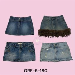 Y2K Women’s Casual Blue Denim Micro Mini Skirt  (G..
