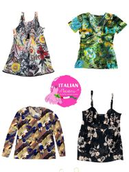 vintage print mix mesh tops