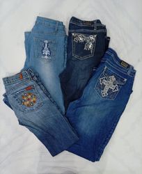 CR8546 Y2K FLARE & STRAIGHT JEANS