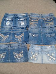Jupes micro mini en denim embellies pour femmes HD..