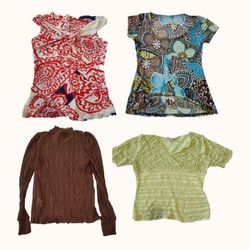 Y2K Grunge & Floral Lace Trim Charcoal Top Bundle ..