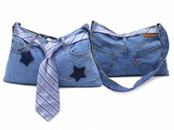 CR1640 UPCYCLED DENIM SHOULDER BAG