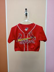 Upcycled Baseball Jersey Top Elastic Hem