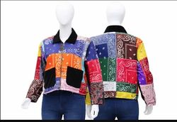 CR1646 UPCYCLED BANDANA PATCHWORK JACKET