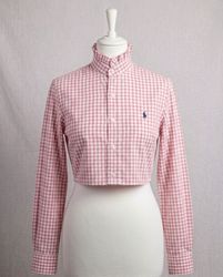 Upcycled Ralph Lauren Ruffle Collar Cropped Ladies..
