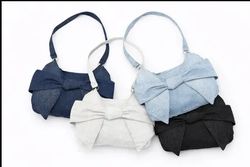 CR1647 UPCYCLED DENIM BOW SHOULDER BAG