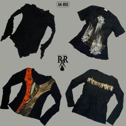 Y2K Black Rave Full Sleeve Tops (AA-855)