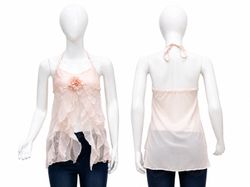 CR1650 UPCYCLED HALTER RUFFLE CAMI TOP