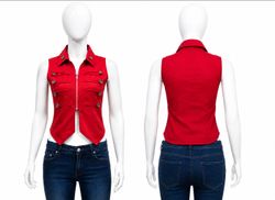 CR1654 UPCYCLED ZIP FRONT VEST TOP