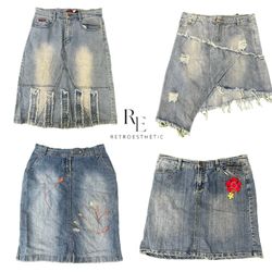 Y2K Paris Hilton Era Girl Denim Midi Skirts RE-325..
