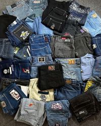 Hip hop brand and unbranded jeans