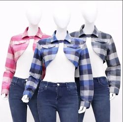 CR1656 UPCYCLED CROPPED FLANNEL JACKET