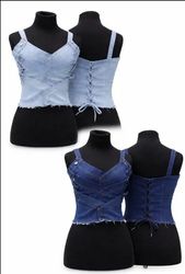 CR1660 UPCYCLED DENIM CORSET CAMI TOP