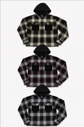 CR1662 UPCYCLED HOODED FLANNEL SHIRT JACKET