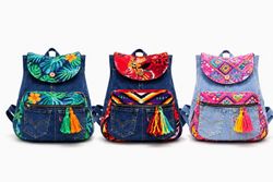 CR1663 UPCYCLED DENIM PATCHWORK BACKPACK