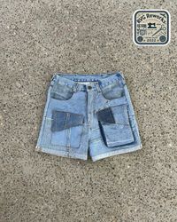 Upcycled Multi-Pocket Denim Shorts
