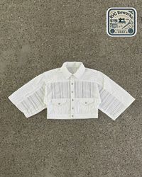 Upcycled Textured Panel Cropped Jacket