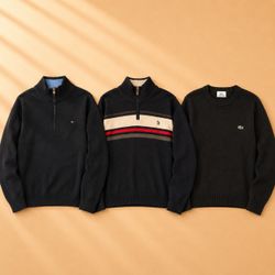 Tommy Hilfiger Lacoste Polo 1/4 Zip Round Neck Kni..