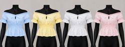 CR1666 UPCYCLED OFF SHOULDER PEPLUM TOP