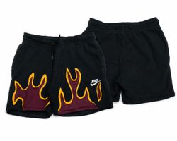 CR1667 UPCYCLED FLAME PATCHWORK SHORTS