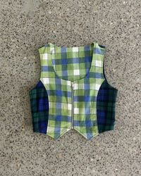 Upcycled Printed Contrast Quilted Vest
