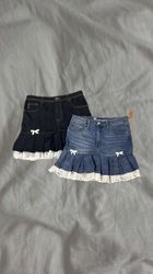 Upcycled Denim Net Mini Skirt
