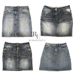 Y2K Paris Hilton Era Girl Denim Midi Skirts RE-327..