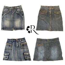Y2K Era Cyber Girl Denim Midi Skirt RW 2014