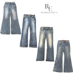 Y2K Era Girl Denim Flare Jeans RE-3272